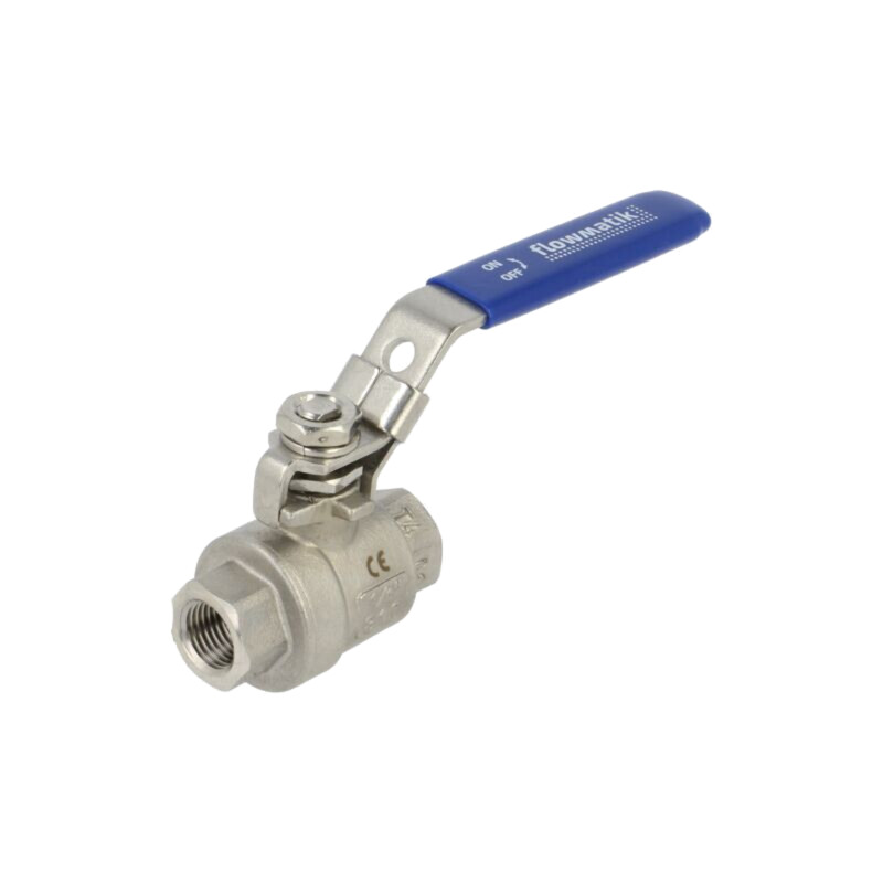 Supapă cu bilă; Oţel rezistent la acizi AISI 316; PTFE; L: 105mm