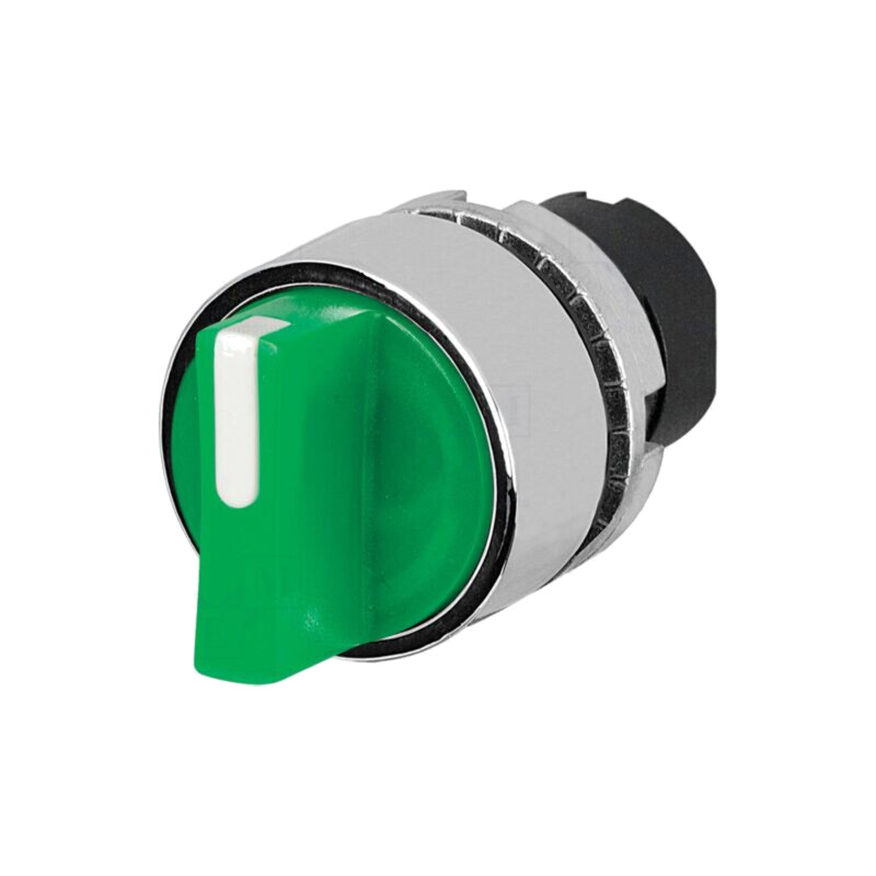 Comutator: rotativ; 22mm; Poz.i stab: 2; verde; IP65; proeminent