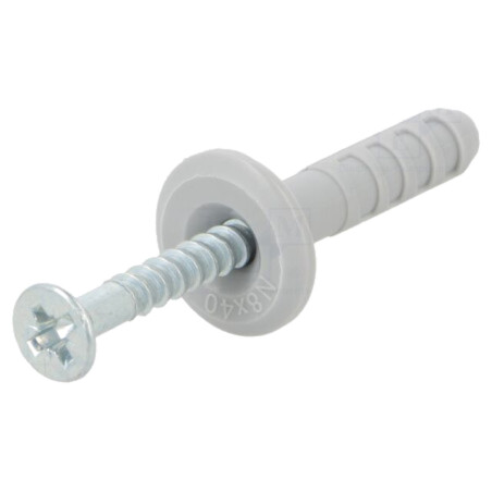 Plastic anchor; with flange,with screw; 8x40; zinc-plated steel