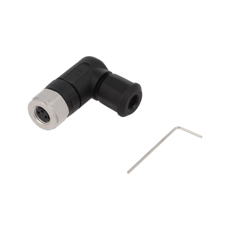 Conector: M8; mamă; PIN: 3; în unghi 90°; pe cablu; mufă; 4A; IP67