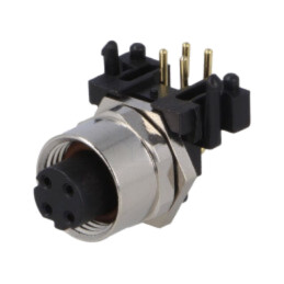 Conector: M12; soclu; PIN: 4; mamă; cod D-Ethernet; THT; IP65,IP67