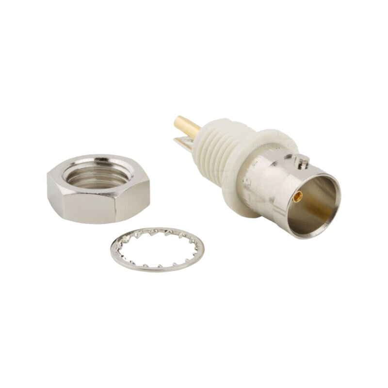 Conector: BNC; soclu; mamă; drept; 75Ω; lipire; nylon; aurit; alamă