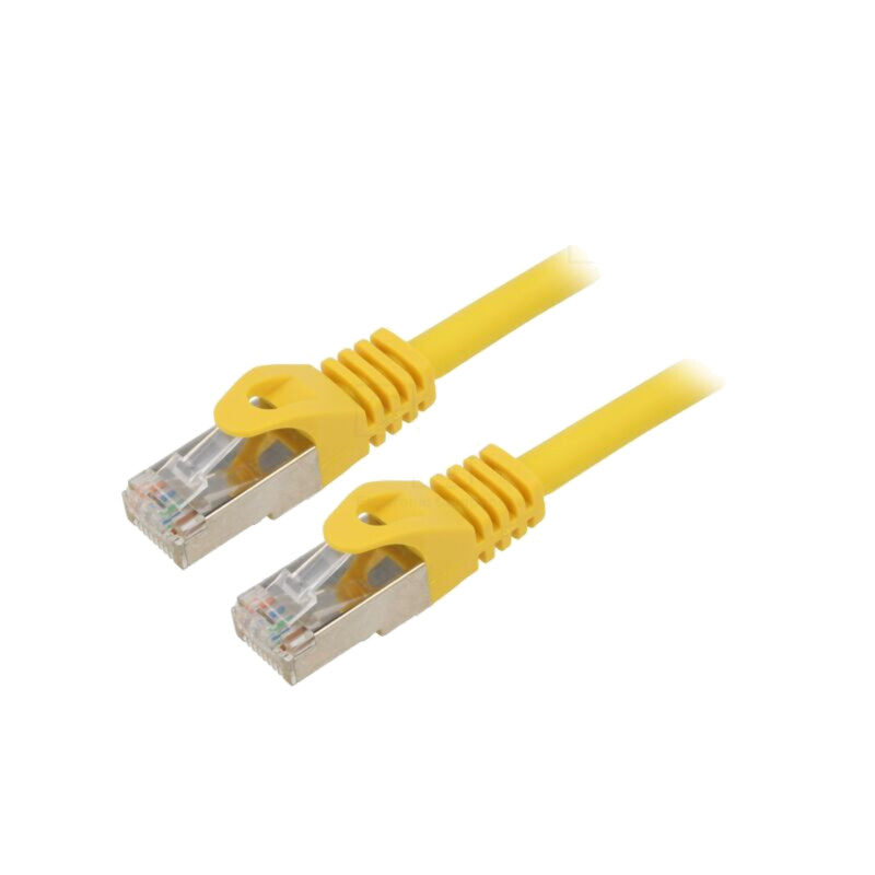 Patch cord; S/FTP; 6a; sârmă; Cu; LSZH; galben; 15m; 27AWG