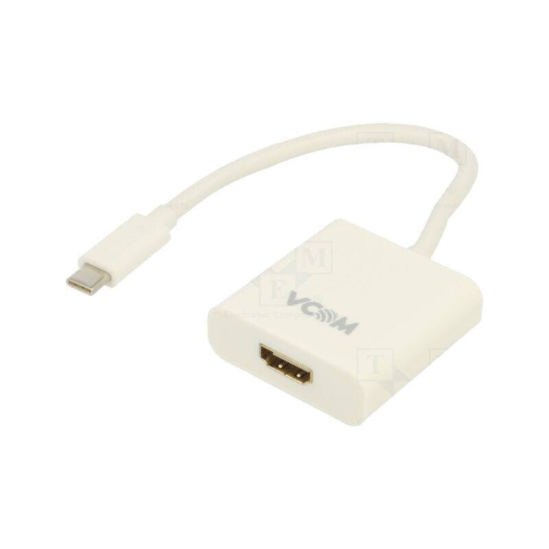 Adaptor; USB 3.1; HDMI soclu,USB C mufă; nichelat; 0,17m; alb