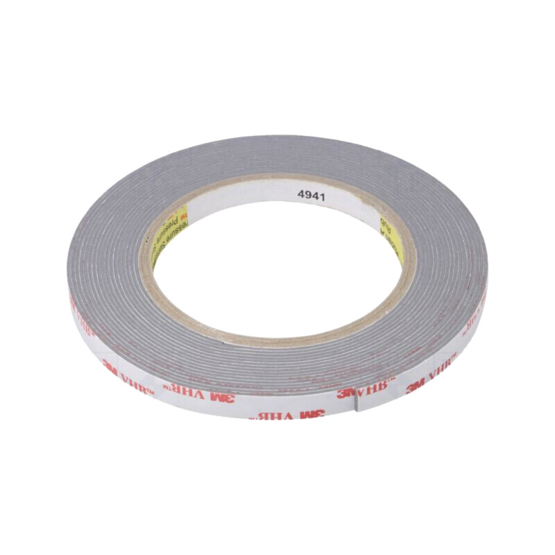 Bandă: de fixare; W: 9mm; L: 5m; Thk: 1,1mm; acril; gri