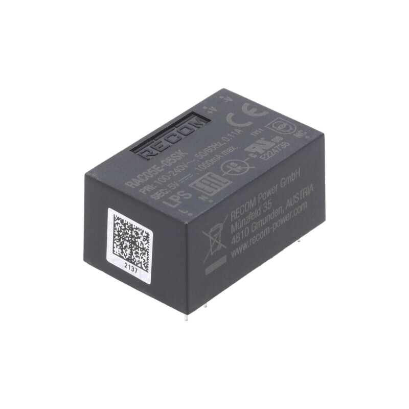 Convertor: AC/DC; 5W; Uintr: 90÷264VAC,130÷370VDC; Uieş: 5VDC; 74%