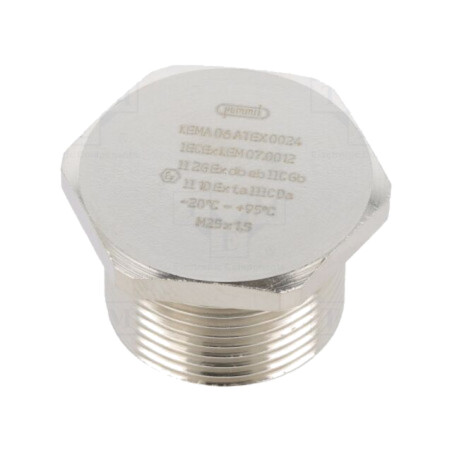 Capac de protecţie; M25; 1,5; IP68; alamă; Acoperire: nichel