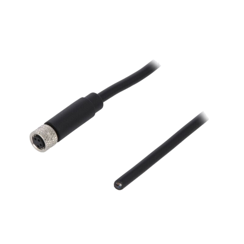 Conector: M8; mamă; PIN: 4; drept; cu manşon,cu cablu; mufă; 3A; 30V