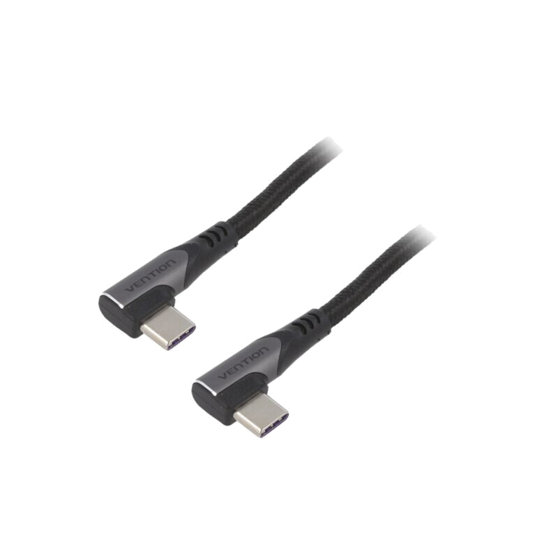 Cablu; USB 2.0; USB C mufă în unghi,din ambele părţi; 2m; negru