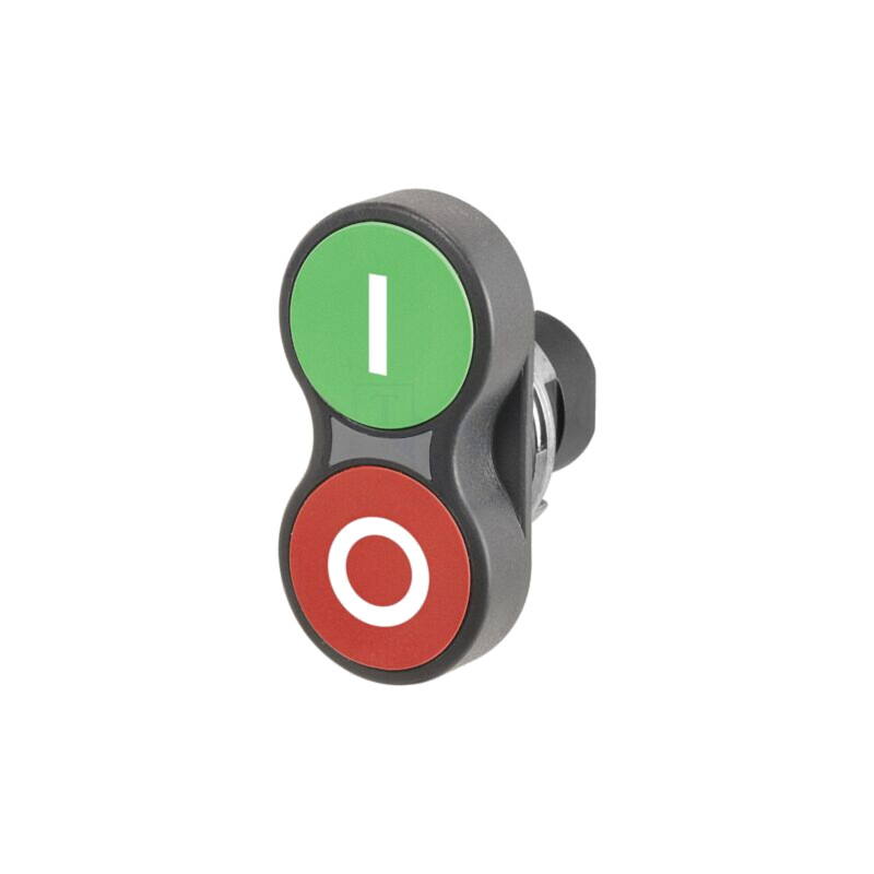 Comutator: dublu; 22mm; Poz.i stab: 1; roşie/verde; IP65; plat; 46