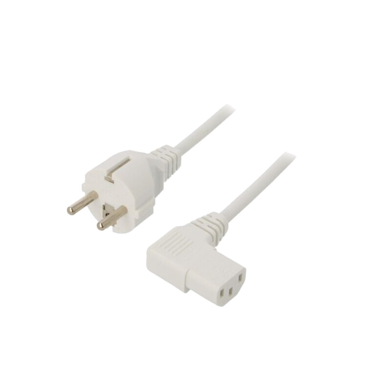 Cablu; 3x1mm2; CEE 7/7 (E/F) mufă,IEC C13 mamă 90°; PVC; 5m; alb