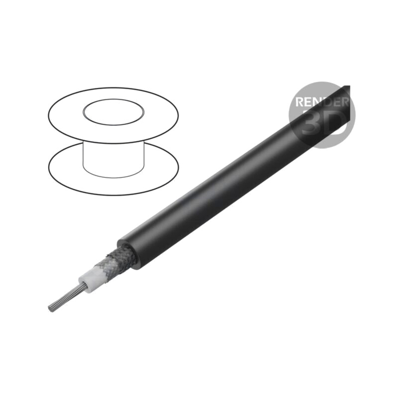 Cablu: coaxial; RG214/U; litat; Cu; PVC; negru; 10,8mm