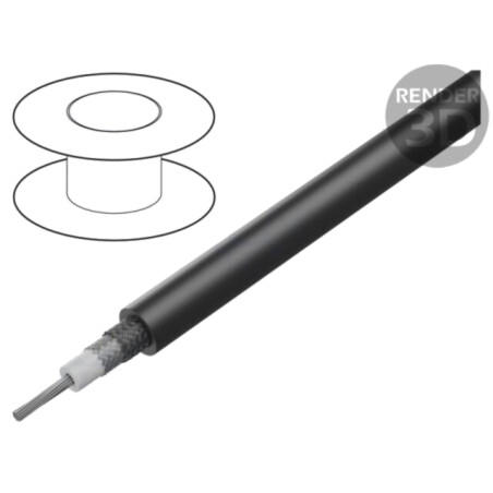 Cablu: coaxial; RG214/U; litat; Cu; PVC; negru; 10,8mm