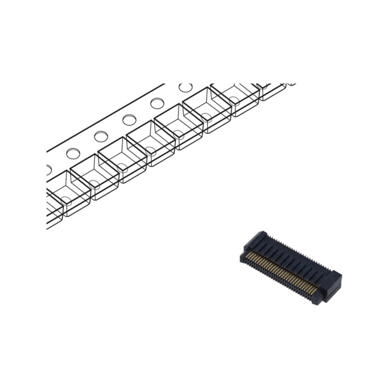 Conector: PCB-PCB; tată; PIN: 60; 0,8mm; ERM8; aurit; SMT; soclu; 1,4A Conector: PCB-PCB; tată; PIN: 60; 0,8mm; ERM8; aurit; SMT; soclu; 1,4A