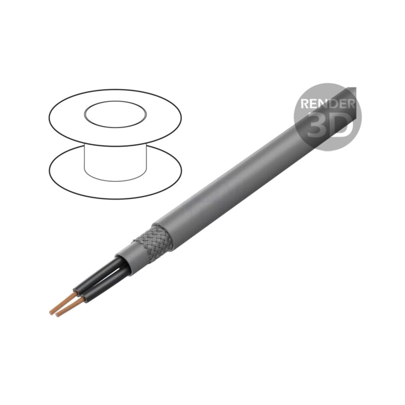 Cablu; OZ-602-CY; 2x2,5mm2; PVC; gri; 600V; CPR: fără clasificare