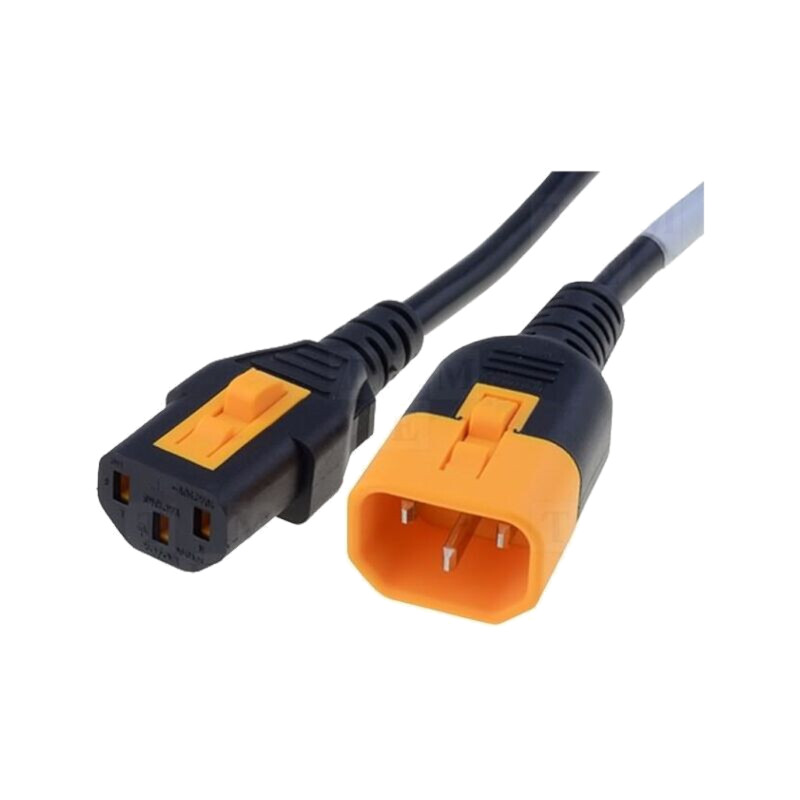Cablu; 3x0,75mm2; IEC C13 mamă,IEC C14 tată; PVC; 0,6m; negru; 10A