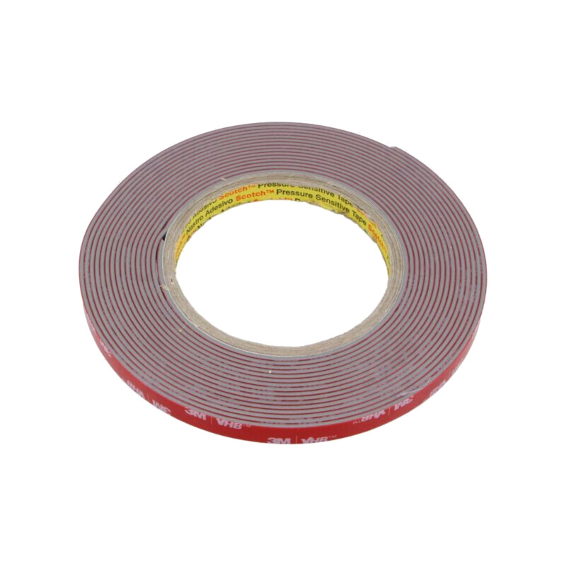 Bandă: de fixare; W: 9mm; L: 5,5m; Thk: 1,6mm; acril; gri; 39N/cm