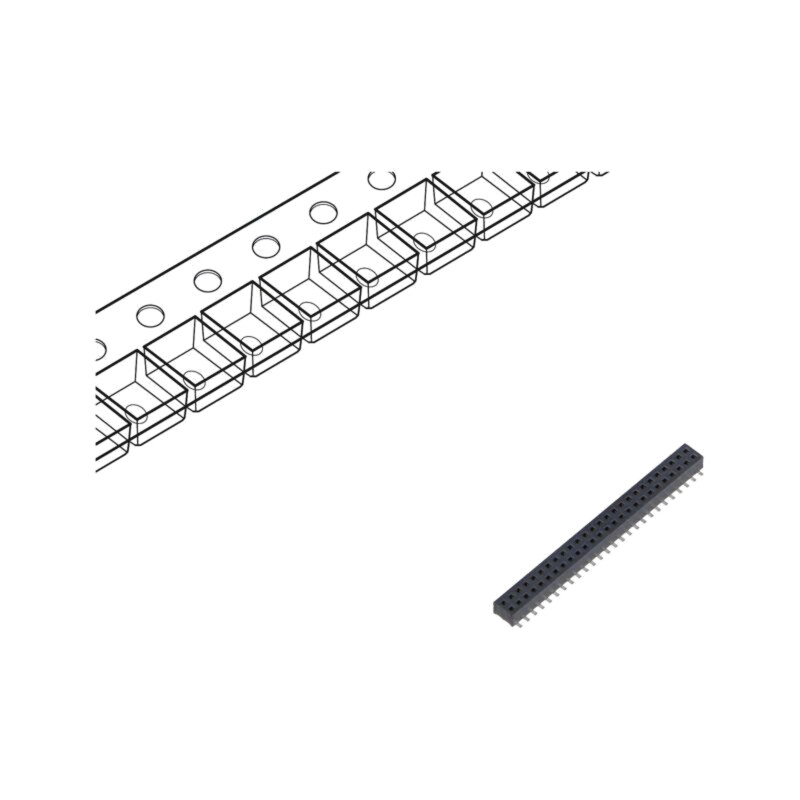 Conector: şiruri pini; mamă; PIN: 52; 1,27mm; aurit; SMT; soclu Conector: şiruri pini; mamă; PIN: 52; 1,27mm; aurit; SMT; soclu