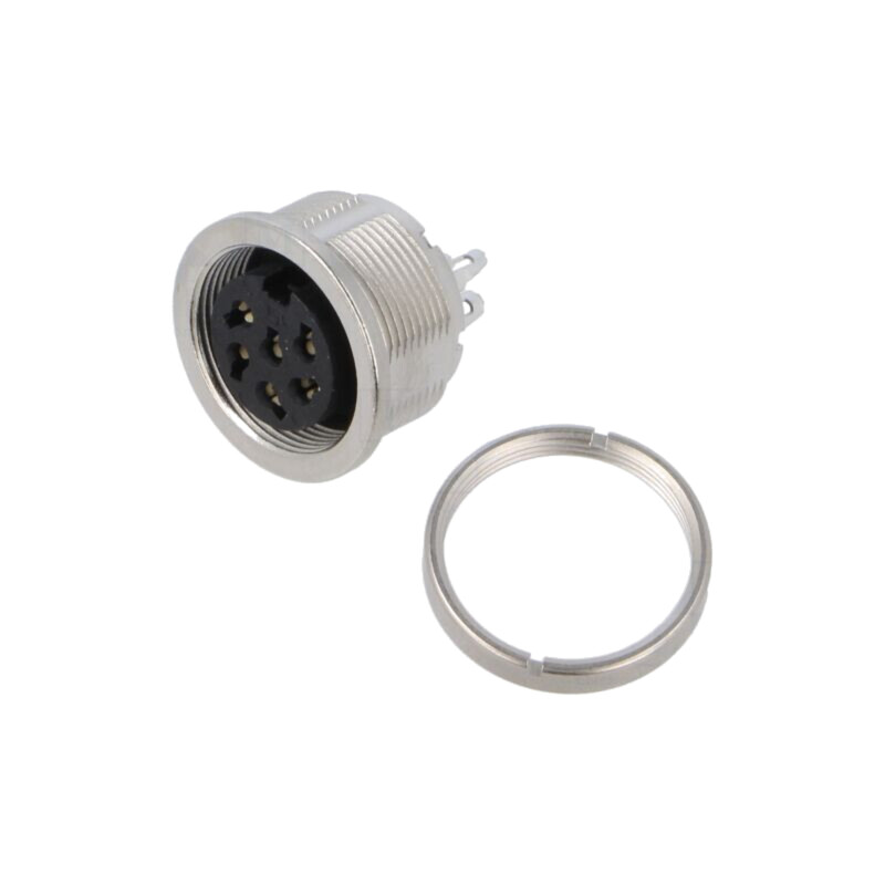 Conector: M16; PIN: 6; IP67; soclu; mamă; 250V; 5A; lipire; 18AWG