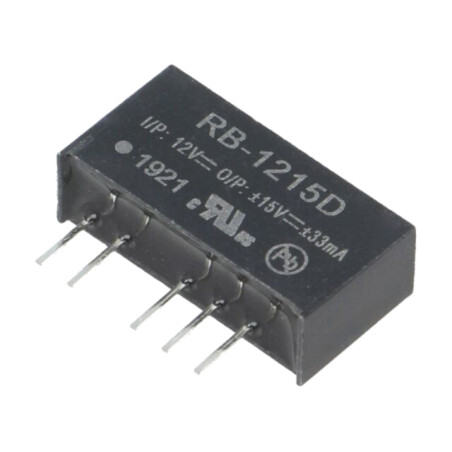 Convertor: DC/DC; 1W; Uintr: 10,8÷13,2VDC; Uieş: 15VDC; Iieş: 33mA
