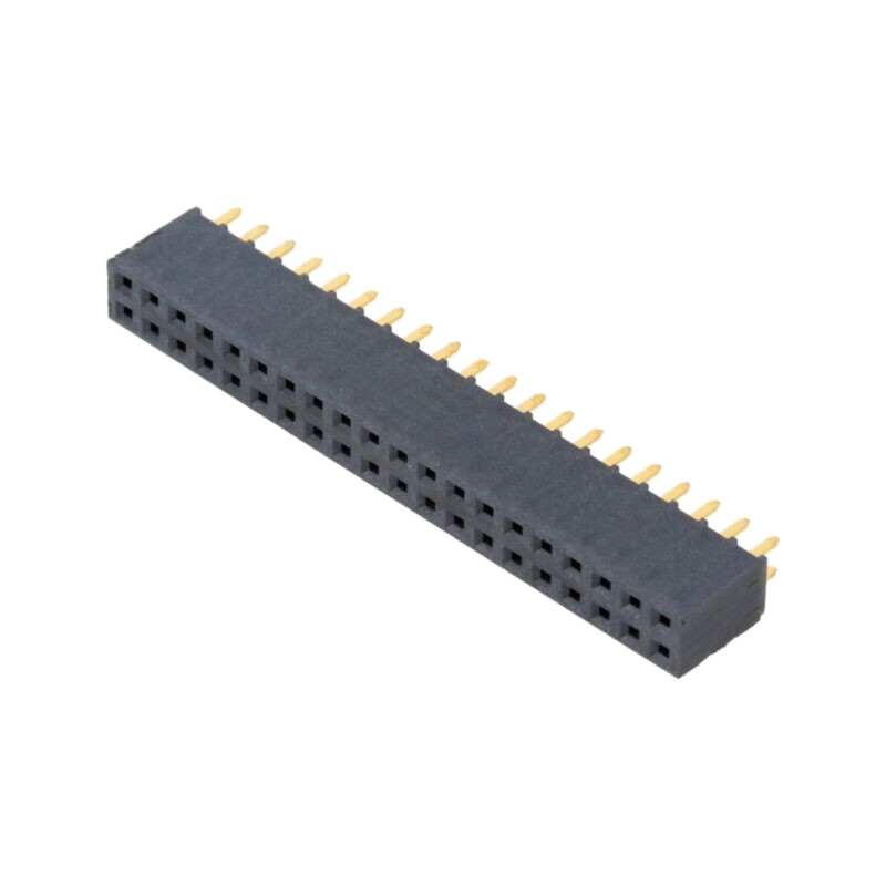 Conector: şiruri pini; mamă; PIN: 40; 2,54mm; aurit; THT; soclu Conector: şiruri pini; mamă; PIN: 40; 2,54mm; aurit; THT; soclu