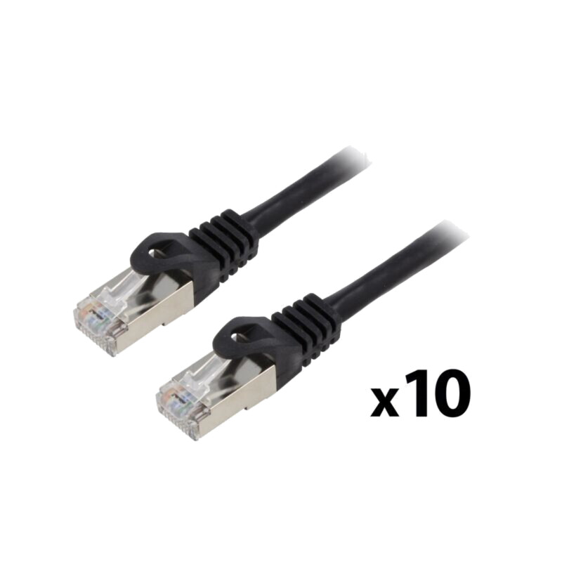 Patch cord; F/UTP; 6; litat; CCA; PVC; negru; 0,5m; 26AWG; Fire: 8