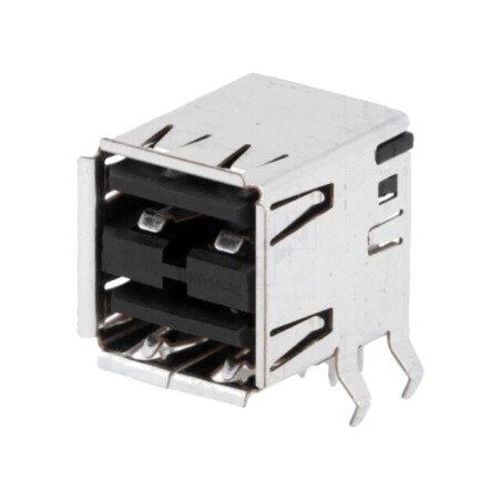 Conector: USB A; soclu; pentru PCB; THT; PIN: 8; în unghi 90°; duble