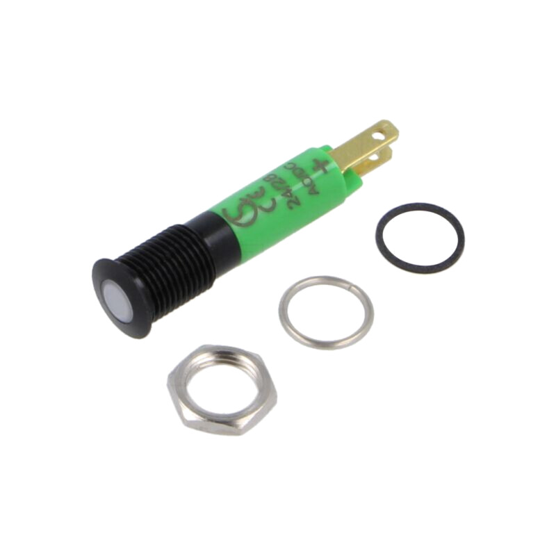 Lampă de control: LED; plată; roşie; 24÷28VDC; 24÷28VAC; Ø8mm; IP67