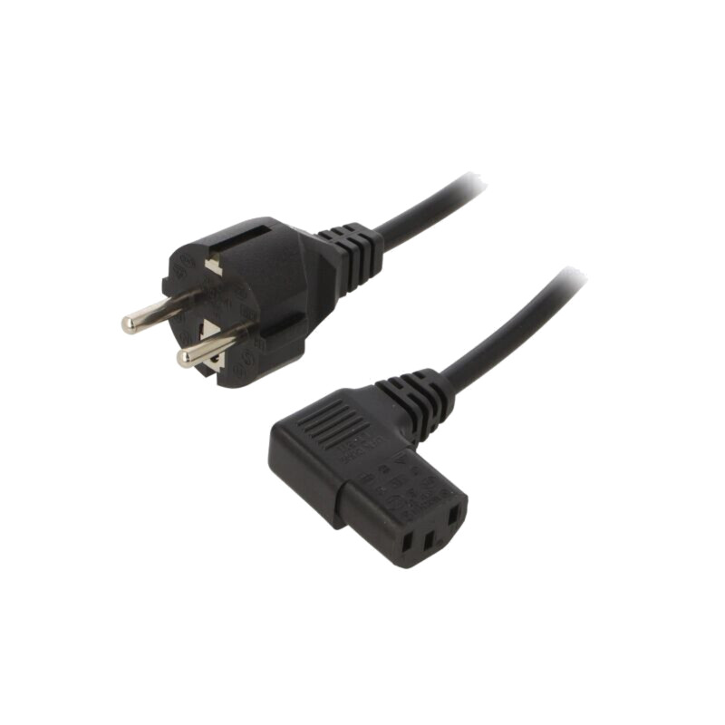 Cablu; 3x1mm2; CEE 7/7 (E/F) mufă,IEC C13 mamă 90°; PVC; 3m; 16A