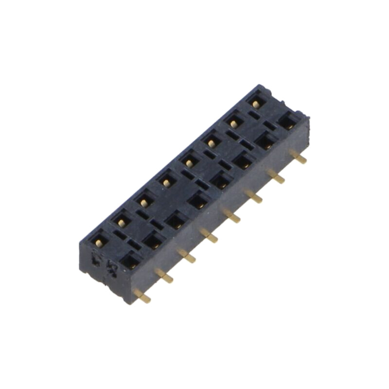 Conector: şiruri pini; mamă; PIN: 16; 2,54mm; aurit; SMT; soclu; rolă Conector: şiruri pini; mamă; PIN: 16; 2,54mm; aurit; SMT; soclu; rolă