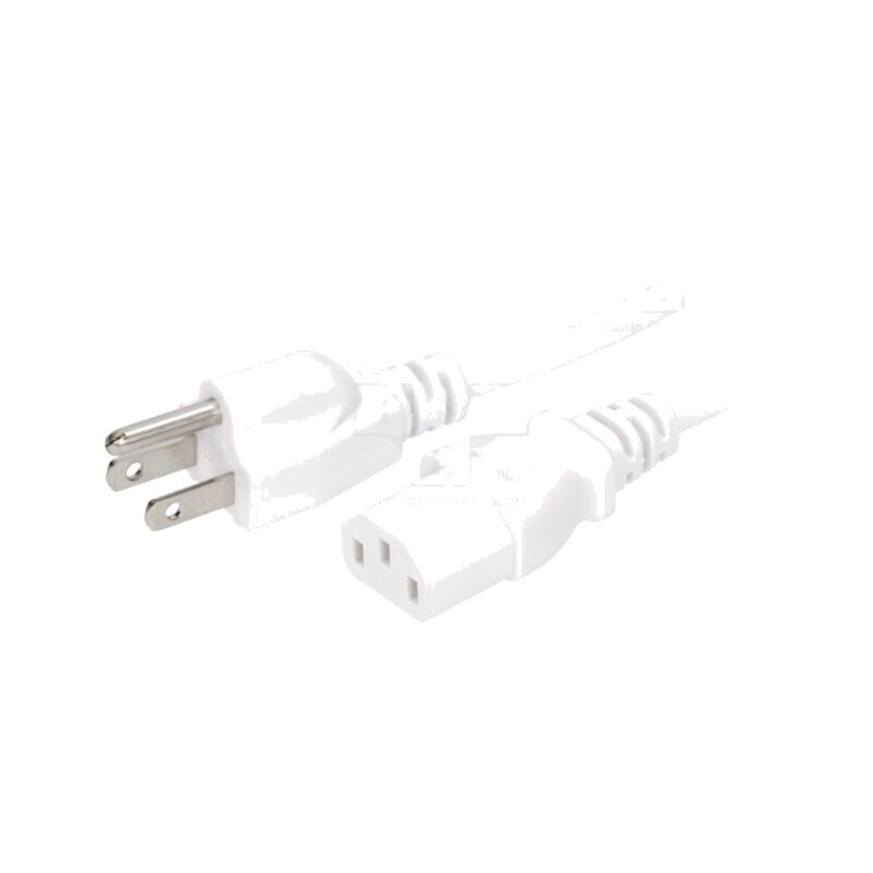 Cablu; 3x18AWG; IEC C13 mamă,NEMA 5-15 (B) mufă; PVC; 3m; alb; 10A