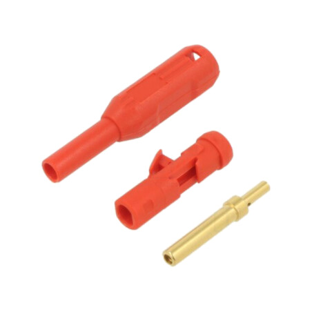 Conector: banană 1,5mm; soclu; roşie; lipite,crimpate; Medical
