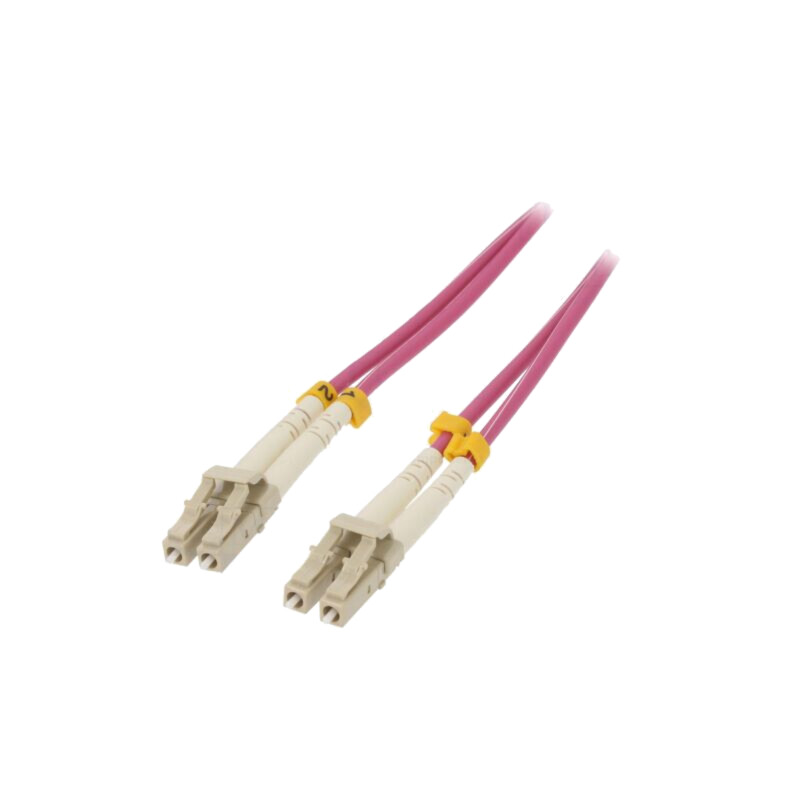 Patch cord cu fibră; OM4; LC/UPC,din ambele părţi; 2m; LSZH; roz
