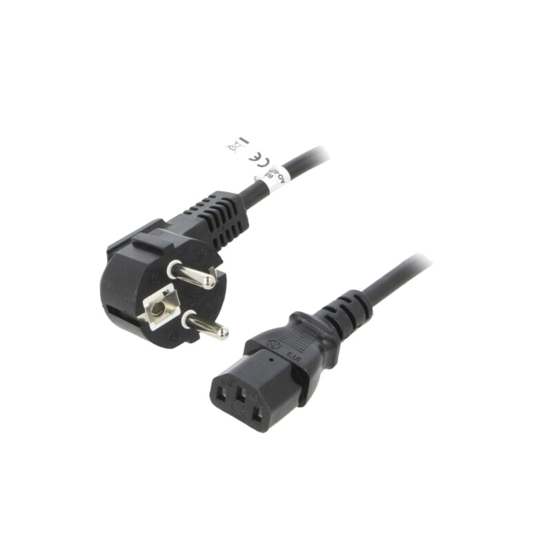 Cablu; CEE 7/7 (E/F) ştecăr în unghi,IEC C13 mamă; PVC; 2,5m