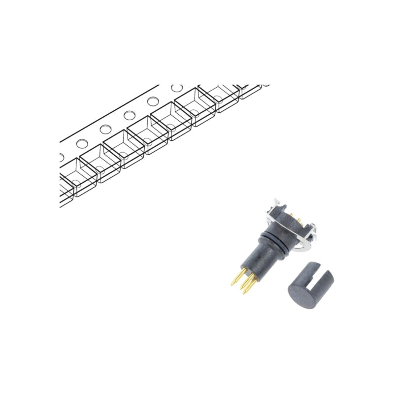 Conector: M8; tată; PIN: 4; verticală; pentru PCB; soclu; 3A; 30V Conector: M8; tată; PIN: 4; verticală; pentru PCB; soclu; 3A; 30V
