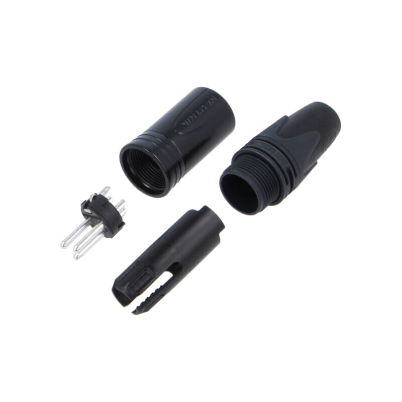 Conector: XLR; mufă; tată; PIN: 3; drept; pe cablu; lipire; 16A; 14AWG