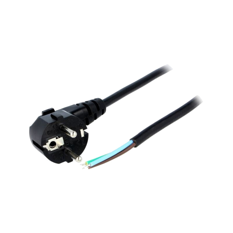 Cablu; 3x1mm2; CEE 7/7 (E/F) ştecăr în unghi,cabluri; PVC; 2,5m Cablu; 3x1mm2; CEE 7/7 (E/F) ştecăr în unghi,cabluri; PVC; 2,5m