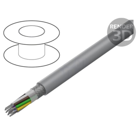 Cablu; LiYCY UL; 4x18AWG; PVC; gri; 300V; CPR: fără clasificare