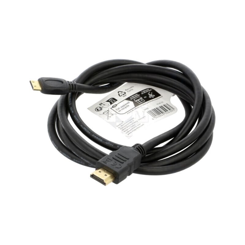 Cablu; HDMI 2.1; HDMI mufă,mini HDMI mufă; PVC; Lung: 2m; negru
