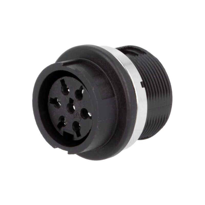 Conector: DIN; soclu; mamă; PIN: 7; Dispunere: 360°; lipire; 300V; 5A