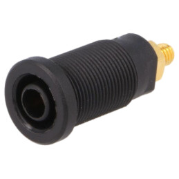 Conector: banană 4mm; soclu; 32A; neagră; aurit; 32mm; Contacte: aur