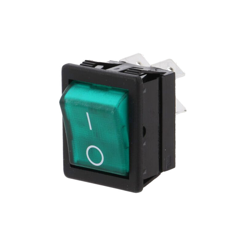 ROCKER; DPST; Poz: 2; ON-OFF; 16A/250VAC; verde; lampă cu neon; 1350