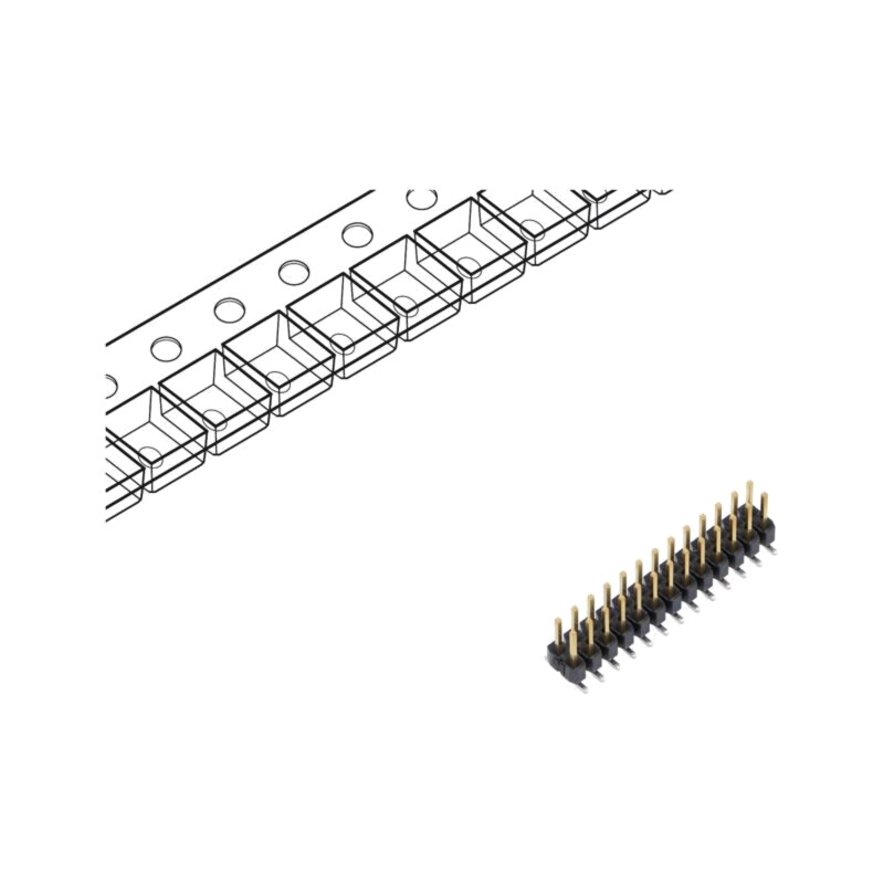 Conector: şiruri pini; tată; PIN: 26; 2,54mm; aurit; SMT; şir pini Conector: şiruri pini; tată; PIN: 26; 2,54mm; aurit; SMT; şir pini