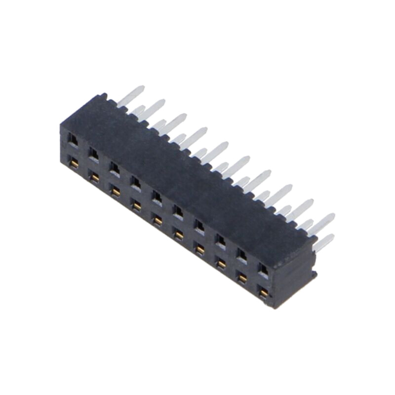 Conector: şiruri pini; mamă; PIN: 20; 2mm; aurit; THT; soclu; drept Conector: şiruri pini; mamă; PIN: 20; 2mm; aurit; THT; soclu; drept