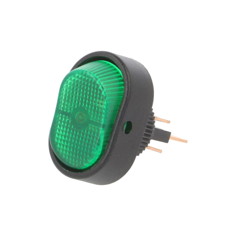 ROCKER; SPST; Poz: 2; ON-OFF; 30A/12VDC; verde; LED; RD; Corp: neagră