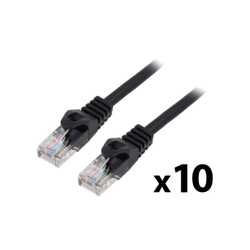 Patch cord; U/UTP; 5e; litat; CCA; PVC; negru; 0,5m; 26AWG; Fire: 8
