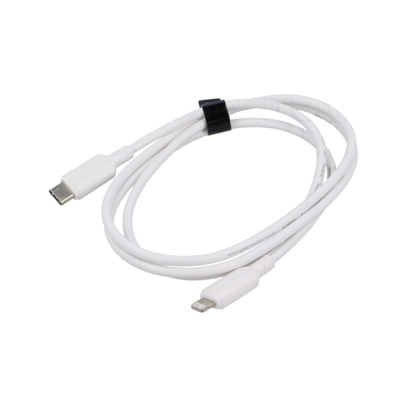 Cablu; mufă Apple Lightning,USB C mufă; nichelat; 1m; alb; PVC
