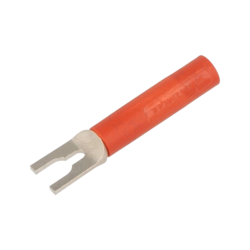 Conector: tip furcă; mufă; 20A; roşie; Lung.tot: 37mm; Ømax: 4,2mm