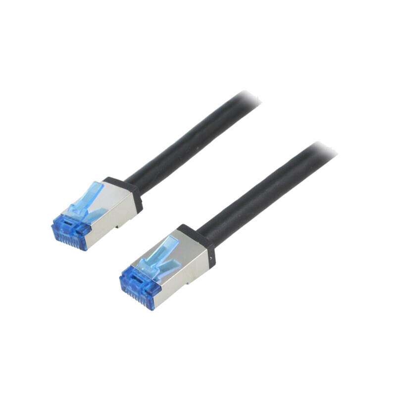 Patch cord; S/FTP; 6a; litat; Cu; PE; negru; 2m; 26AWG