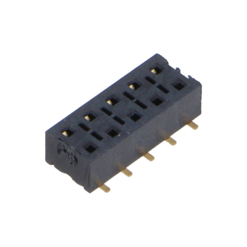 Conector: şiruri pini; mamă; PIN: 10; 2,54mm; aurit; SMT; soclu Conector: şiruri pini; mamă; PIN: 10; 2,54mm; aurit; SMT; soclu